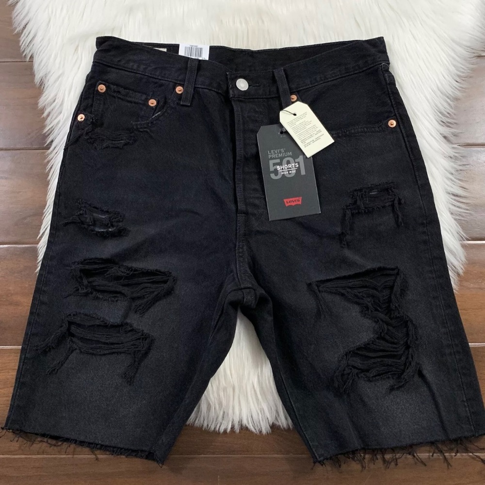Levi’s 501 Black Slouch Bermuda Denim Jean Shorts
